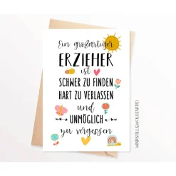 Abschiedskarte Kindergarten Kita Erzieher Grundschule Abschiedsgeschenk Karte Dankeskarte