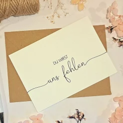 Abschiedskarte Kollege: Du wirst fehlen – Minimalistische Klappkarte mit Umschlag | Ruhestand, Rente, Jobwechsel