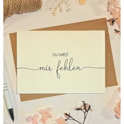 Abschiedskarte Kollege: Du wirst fehlen – Minimalistische Klappkarte mit Umschlag | Ruhestand, Rente, Jobwechsel