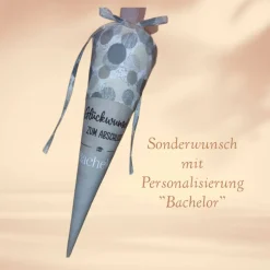 Abschlusstüte Abi, Studium, Master, Bachelor - Glückwunsch zum Schulabschluss personalisierbar mit Namen braun