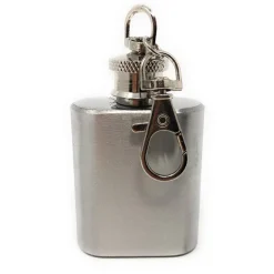 Abverkauf Mini Flachmann Edelstahl 30 ml + Hülle bestickt mit Stier aus Wollfilz