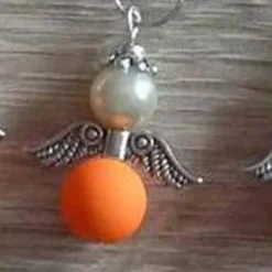 Acht Weihnachtsbaumanhänger Engel -NEON-orange-weiß