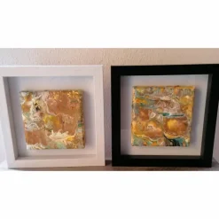 Acryl pouring art 2er-Set gerahmt