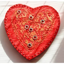 Acrylbild BAROCK IN ROT Herzbild Geschenk zu Valentinstag Muttertag Acrylbild Collage Bild auf herzförmigem Keilrahmen