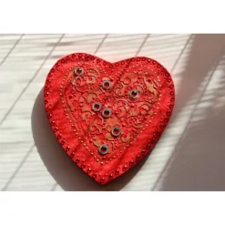 Acrylbild BAROCK IN ROT Herzbild Geschenk zu Valentinstag Muttertag Acrylbild Collage Bild auf herzförmigem Keilrahmen