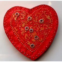 Acrylbild BAROCK IN ROT Herzbild Geschenk zu Valentinstag Muttertag Acrylbild Collage Bild auf herzförmigem Keilrahmen