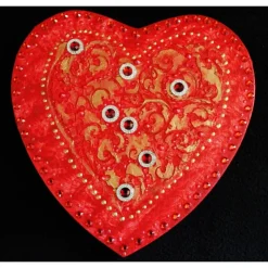 Acrylbild BAROCK IN ROT Herzbild Geschenk zu Valentinstag Muttertag Acrylbild Collage Bild auf herzförmigem Keilrahmen