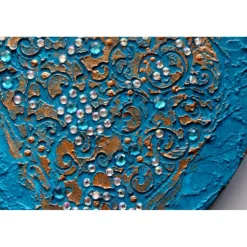 Acrylbild BAROCK IN TÜRKIS Herz Herzbild Valentinstag Geschenk Muttertag Acrylbild Collage Bild auf herzförmigem Keilrah