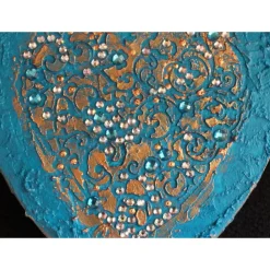 Acrylbild BAROCK IN TÜRKIS Herz Herzbild Valentinstag Geschenk Muttertag Acrylbild Collage Bild auf herzförmigem Keilrah