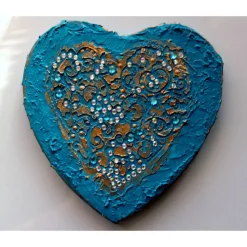 Acrylbild BAROCK IN TÜRKIS Herz Herzbild Valentinstag Geschenk Muttertag Acrylbild Collage Bild auf herzförmigem Keilrah
