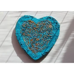 Acrylbild BAROCK IN TÜRKIS Herz Herzbild Valentinstag Geschenk Muttertag Acrylbild Collage Bild auf herzförmigem Keilrah