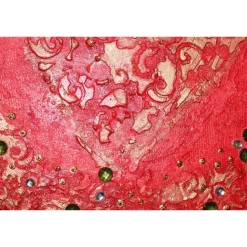 Acrylbild BAROCKHERZ Gemälde Malerei rundes Gemälde Geschenk rotes Bild abstrakte Kunst Acrylmalerei Herz