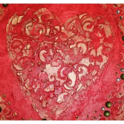 Acrylbild BAROCKHERZ Gemälde Malerei rundes Gemälde Geschenk rotes Bild abstrakte Kunst Acrylmalerei Herz