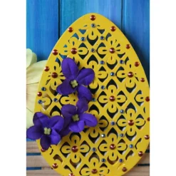 Acrylbild Collage FROHE OSTERN auf  einer Holzplatte Geldgeschenk zu Ostern Osterdeko