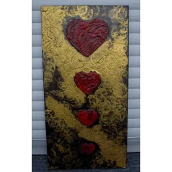 Acrylbild Collage VON HERZEN.... abstrakte Malerei in dunklen Farben mit leuchtenden Goldeffekten handgemaltes Unikat