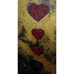 Acrylbild Collage VON HERZEN.... abstrakte Malerei in dunklen Farben mit leuchtenden Goldeffekten handgemaltes Unikat