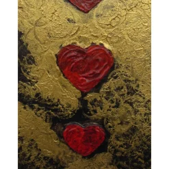 Acrylbild Collage VON HERZEN.... abstrakte Malerei in dunklen Farben mit leuchtenden Goldeffekten handgemaltes Unikat