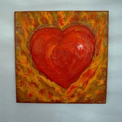 Acrylbild FLAMMENDES HERZ Herzbild auf einem Keilrahmen Geschenk zu Valentinstag Muttertag Acrylmalerei