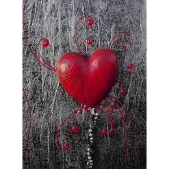 Acrylbild FÜR IMMER abstrakte Malerei/Collage Silber, Schwarz und Rot handgemaltes Unikat