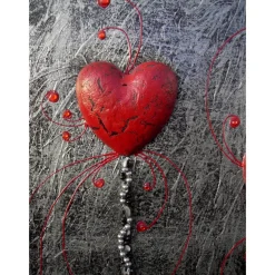 Acrylbild FÜR IMMER abstrakte Malerei/Collage Silber, Schwarz und Rot handgemaltes Unikat