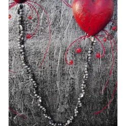 Acrylbild FÜR IMMER abstrakte Malerei/Collage Silber, Schwarz und Rot handgemaltes Unikat