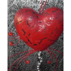 Acrylbild FÜR IMMER abstrakte Malerei/Collage Silber, Schwarz und Rot handgemaltes Unikat