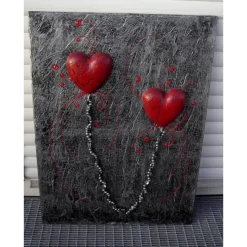 Acrylbild FÜR IMMER abstrakte Malerei/Collage Silber, Schwarz und Rot handgemaltes Unikat