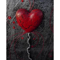 Acrylbild FÜR IMMER abstrakte Malerei/Collage Silber, Schwarz und Rot handgemaltes Unikat