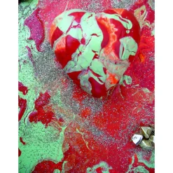 Acrylbild FRÜHLINGSHERZ Acrylmalerei Geschenk zu Valentinstag Muttertag abstraktes Herzbild Collage