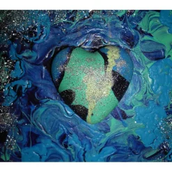 Acrylbild HERZ DES OZEANS Acrylmalerei Geschenk zu Valentinstag Muttertag abstraktes Herzbild Collage