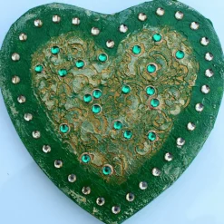 Acrylbild HERZBILD IN GRÜN  Gemälde Malerei herzförmiges Gemälde Geschenk grünes Bild abstrakte Kunst Acrylmalerei Herz