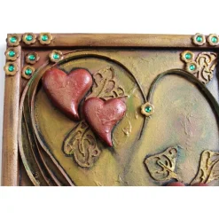 Acrylbild HERZSPIEL Collage Herz 3D-Gestaltung Herzbild  zu Valentinstag oder Muttertag Mixed Media