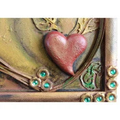 Acrylbild HERZSPIEL Collage Herz 3D-Gestaltung Herzbild  zu Valentinstag oder Muttertag Mixed Media