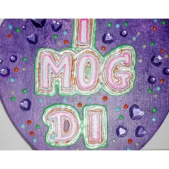 Acrylbild I MOG DI Herzbild zum Valentinstag Muttertag Collage Bild auf herzförmigem Keilrahmen