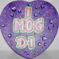 Acrylbild I MOG DI Herzbild zum Valentinstag Muttertag Collage Bild auf herzförmigem Keilrahmen