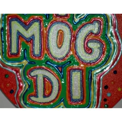 Acrylbild I MOG DI Herzbild zum Valentinstag Muttertag Collage Bild auf herzförmigem Keilrahmen