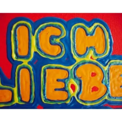 Acrylbild ICH LIEBE DICH Herzbild zum Valentinstag Muttertag Collage Bild auf herzförmigem Keilrahmen