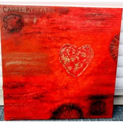 Acrylbild LIEBESBRIEFE Geschenk zu Valentinstag oder Muttertag Malerei Kunst auf einem Keilrahmen Herzbild handgefertigt