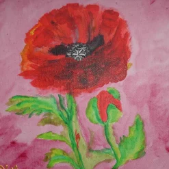 Acrylbild MOHNBLUME Acrylmalerei Gemälde auf einem kleinen Keilrahmen Mohnblume Blütenbild Blumenbild