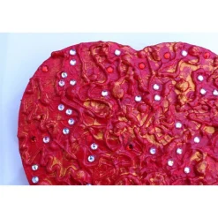 Acrylbild ROTES GLITZERHERZ Herz Herzbild Valentinstag Geschenk Muttertag Acrylbild Collage Bild auf herzförmigem Keilra