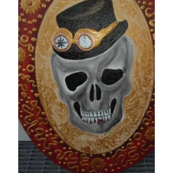 Acrylbild STEAMPUNK GRANDPA Acrylmalerei Totenkopf abstrakte Malerei Wanddekoration Kunst direkt vom Künstler Geschenk