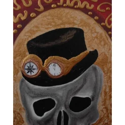Acrylbild STEAMPUNK GRANDPA Acrylmalerei Totenkopf abstrakte Malerei Wanddekoration Kunst direkt vom Künstler Geschenk