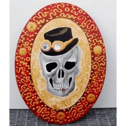 Acrylbild STEAMPUNK GRANDPA Acrylmalerei Totenkopf abstrakte Malerei Wanddekoration Kunst direkt vom Künstler Geschenk