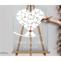 Acrylglas Hochzeitsgästebuch Hochzeitsgeschenk Herz Vogel Gästebuch