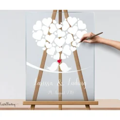 Acrylglas Hochzeitsgästebuch Hochzeitsgeschenk Herz Vogel Gästebuch