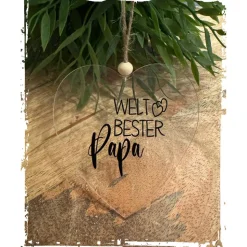 Acrylplatte - Herz mit Aufdruck | Anhänger | Scheibe | Vatertag | Papa | Geschenk