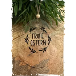 Acrylplatte - Osterei mit Aufschrift "Frohe Ostern" | Anhänger | Scheibe