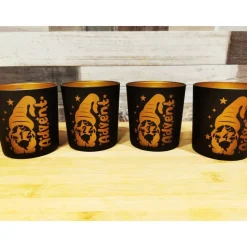 Advent Windlicht 4er Set inkl. Lasergravur – Adventskranz DIY | Glas