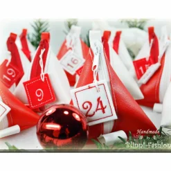 Adventkalender PURIST mit gestickten Zahlen, 24 Pyramiden Säckchen für Kinder und Erwachsene, Weihnachten, Advent