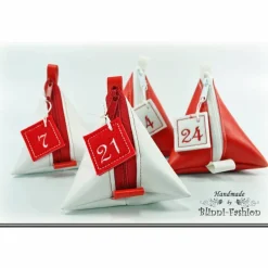 Adventkalender PURIST mit gestickten Zahlen, 24 Pyramiden Säckchen für Kinder und Erwachsene, Weihnachten, Advent